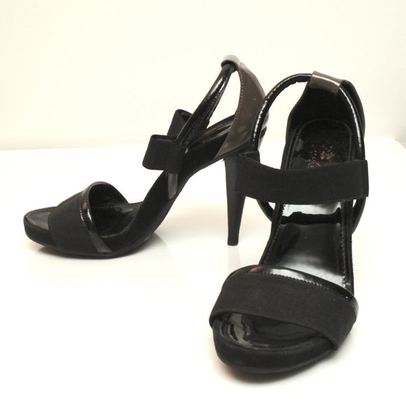 Michael Kors elastic band Sandal patent leather heels size 5.5 6 - Picture 2 of 5